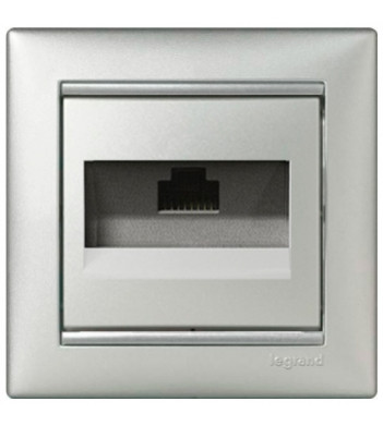 Механизм розетки компьютерной RJ-45 UTP Cat.6 Valena алюминий - фото №1