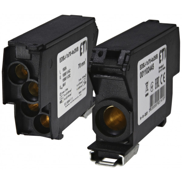 Распределительный блок ETI EDBJ-1x70-4x25/B 192A 1000V AC/1500В DC черный (1102445)