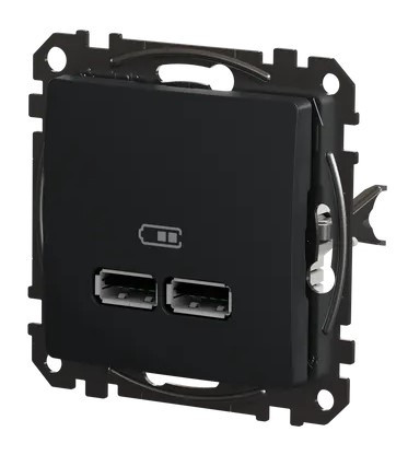 USB розетка Schneider Electric Sedna Design & Elements A+A 2,1A черная SDD114401 - фото №4