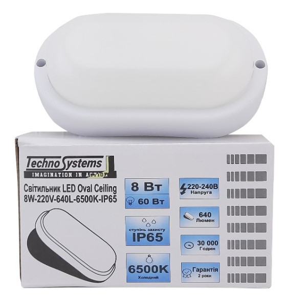 Светильник TNSy LED Oval Ceiling 8W-220V-640L-6500K-IP65 (TNSy5000505) - фото №5