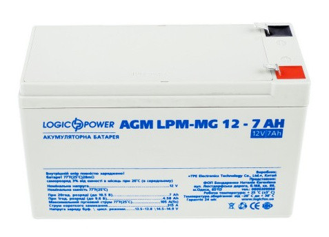 Акумулятор LogicPower AGM LPM-MG 12-7 AH 12В - фото №1