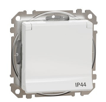 Розетка Schneider Electric Sedna Design & Elements с заземлением шторками и крышкой IP44 белая SDD211024