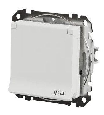 Розетка Schneider Electric Sedna Design & Elements с заземлением шторками и крышкой IP44 белая SDD211024 - фото №4