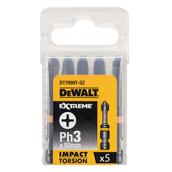 Ударные биты DeWALT Impact torsion extreme PH3х50мм (5шт) - фото №1