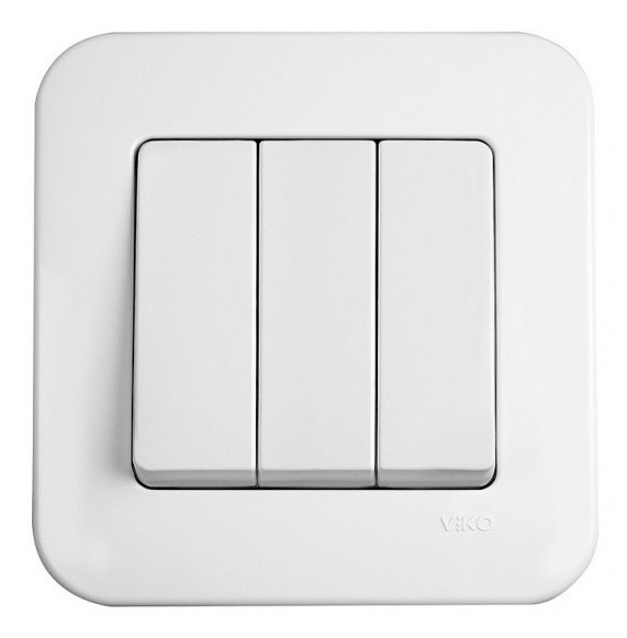 Вимикач 3-клавішний білий VIKO Rollina