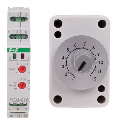 Електронне реле часу F&F PCU-518DUO 195-253В AC/21-27В AC/DC 8А