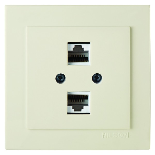 Розетка Nilson Touran кремова комп'ютерна 2-на CAT5e RJ45 ( 24121046 )