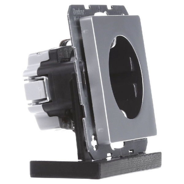 Розетка с з/к алюминий Berker Q.х - фото №2