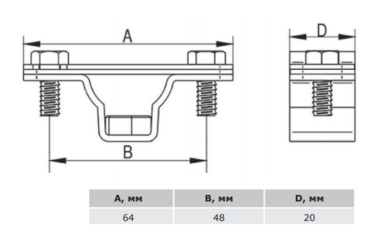 Мідний тримач струмопровідного прута DKC ND2309CU Ø8мм на ринві - фото №1
