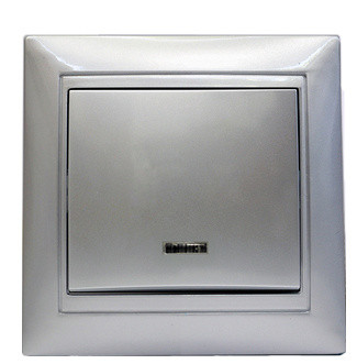 Одинарный выключатель Elcor Emily 9215 (211545) с подсветкой (серый металлик)