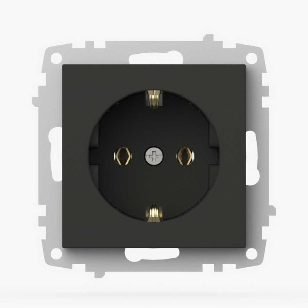 Розетка EL-BI VEGA чорний мат 1-на з заземленням без рамки ( 609-014800-217 )