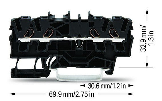 Проходная клемма Wago 2002-1405 для Ex e II до 120°C (черная) - фото №1