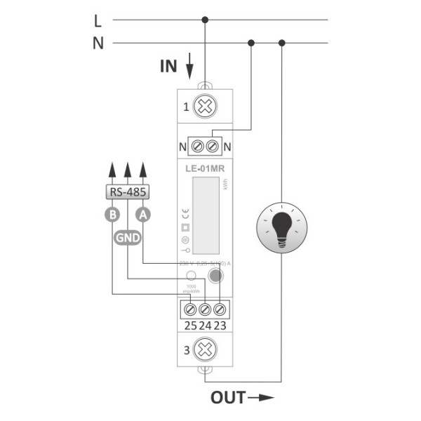 Одномодульний лічильник енергоспоживання F&F LE-01MR 230В 100А - фото №4