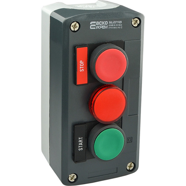 Тримісний пост Аско-Укрем XAL-D371H29 «Старт-Стоп-Сигнал» (A0140020069) - фото №2