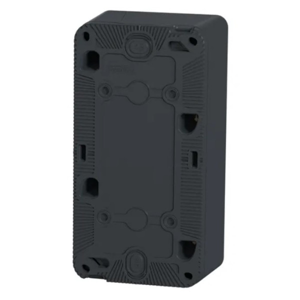Накладний блок вимикач+розетка Schneider Electric MUR36024 із з/к IP55 (чорний) - фото №1