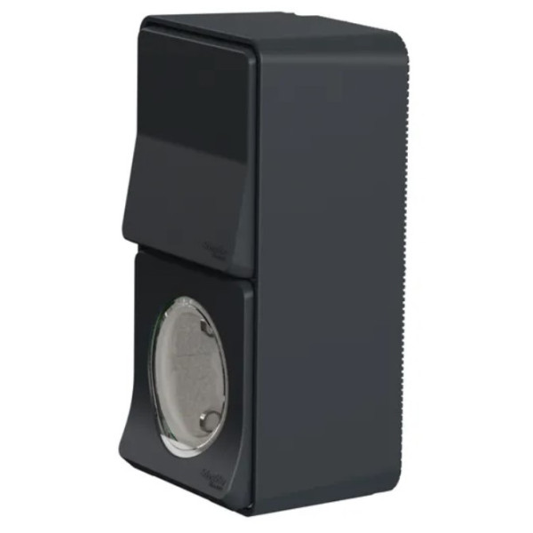Накладний блок вимикач+розетка Schneider Electric MUR36024 із з/к IP55 (чорний) - фото №2
