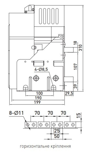 Стаціонарний повітряний автоматичний вимикач E.Next e.industrial.acb.1600F.1600 400В 3Р з мотор-приводом та РН (i081113) - фото №6