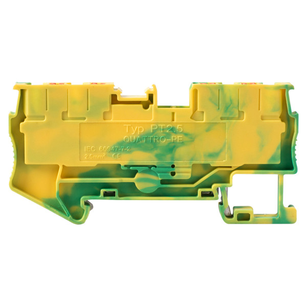 Наборная клеммная колодка заземления E.Next e.tc.z.din.spring.2,5.2-2 на DIN-рейке 4 контакта (s070019) - фото №1