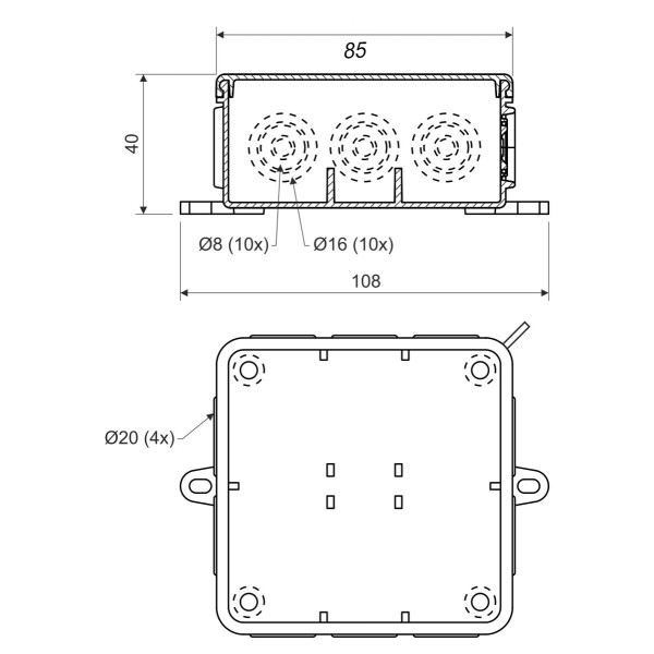Распределительная коробка Kopos 8130 KA (8595057619050) IP54 85х85х40мм - фото №1