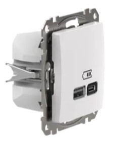 Розетка USB Schneider Electric Sedna Design & Elements A+C 3A 45Вт белая SDD111404 - фото №1