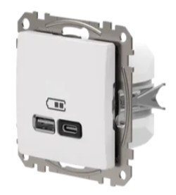 Розетка USB Schneider Electric Sedna Design & Elements A+C 3A 45Вт белая SDD111404 - фото №4
