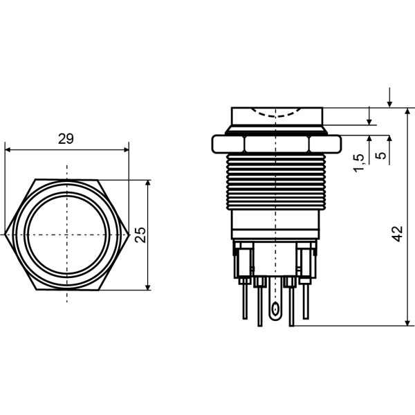 Металева кнопка Аско-Укрем TYJ 22-221 1NO+1NC (A0140010126) - фото №4