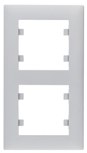 Вертикальна двомісна рамка Hager WL5622 Lumina-Intense 2X (срібляста)