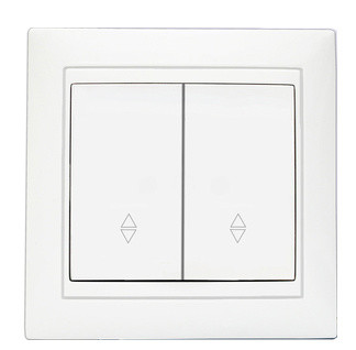 Двокнопковий прохідний вимикач Elcor Emily 9215 (211591) (білий)