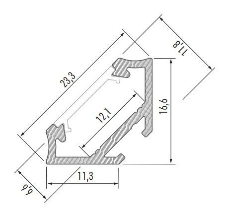 Профіль для світлодіодної стрічки Lumines C алюміній - фото №2