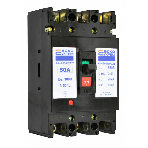 Силовой автоматический выключатель Аско-Укрем ВА-2004N/125 3р 50А (A0010040078)