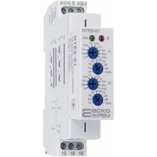 Реле часу асиметричного циклу Аско-Укрем NTE9-S1 1×SPDT (A0010240007)