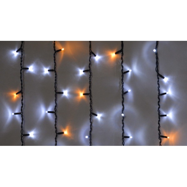 Уличная LED гирлянда Delux EN ICICLE 108LED (90015178) 2x1м 27 мигающих желтых диодов IP44 черный шнур - фото №1