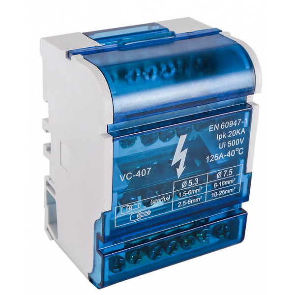 Нульова шина Аско-Укрем VC-407 в корпусі 4x7 отворів (A0150120020) - фото №1