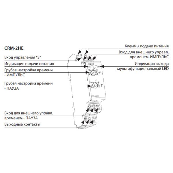 Реле часу із двома зовнішніми потенціометрами Elko-Ep CRM-2HE/UNI AC/DC 12-240В - фото №1