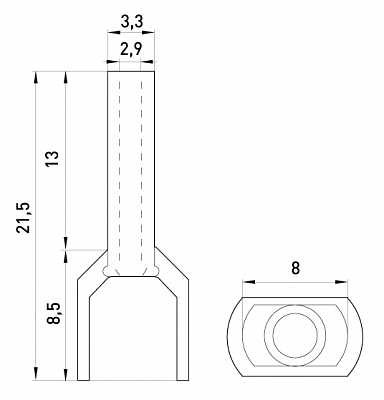 Ізольований наконечник E.Next e.terminal.stand.te.2.2.5.grey 2x2,5 кв.мм сірий (s4037008) - фото №1