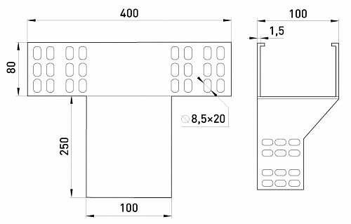 Вертикальный Т-отвод E.Next AG 10-8A 100х80мм - фото №1