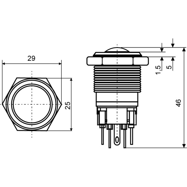 Металлическая кнопка Аско-Укрем TYJ 22-331 1NO+1NC с фиксацией (A0140010130) - фото №4