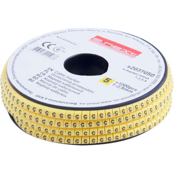 Кабельный маркер E.Next e.marker.stand.1.2.5.5 1-2,5 кв.мм 5 1000шт (s2037050)