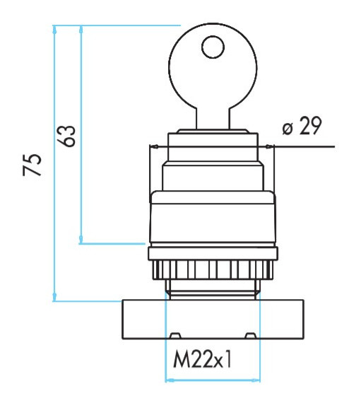Кнопка EMAS B100AA20 (B100A21) с ключом вынимающимся в положении 0 (1НО) - фото №1