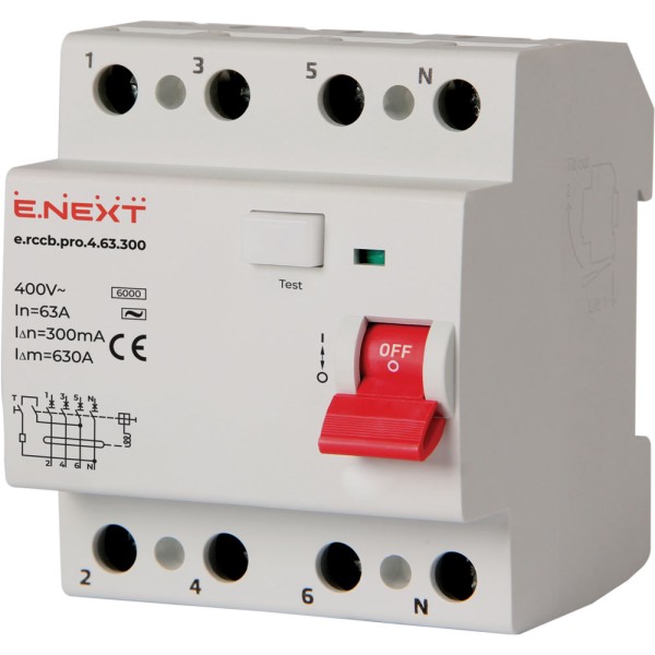 ПЗВ E.Next e.rccb.pro.4.63.300 3P+N 63А 300мА (p003029)