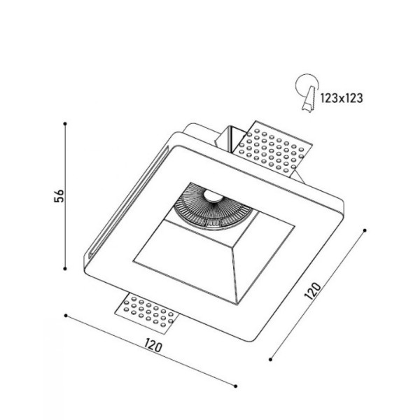 Точечный светильник Kloodi KD-GIPS SQ120 H60 GU10 1x10W IP20 Wh - фото №3