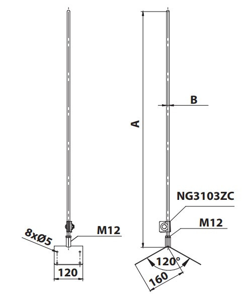 Блискавкоприймач на кутовий гребінь будівлі DKC NL6150 Ø12мм довжиною 1,5м - фото №1