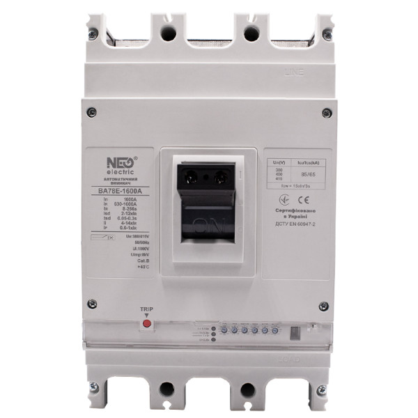 Автоматический выключатель в литом корпусе NEO ВА78E-1600А 3Р 85kA 415В тип 2 (Б00046394) - фото №1