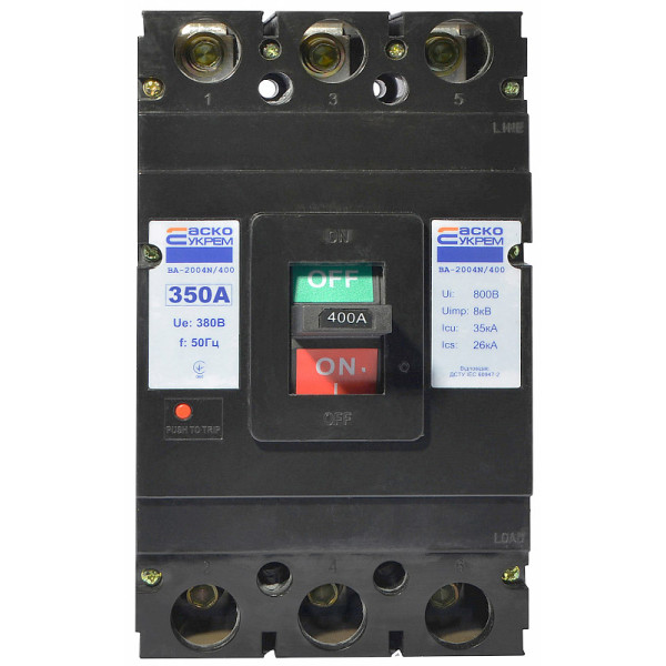 Силовий автоматичний вимикач Аско-Укрем ВА-2004N/400 3р 350А (A0010040073) - фото №1