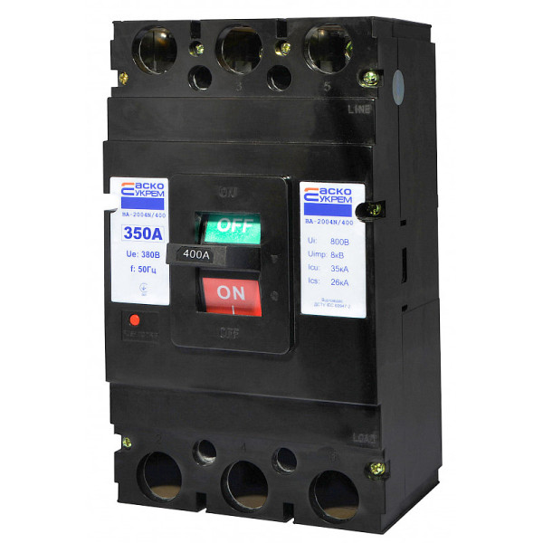 Силовий автоматичний вимикач Аско-Укрем ВА-2004N/400 3р 350А (A0010040073) - фото №2