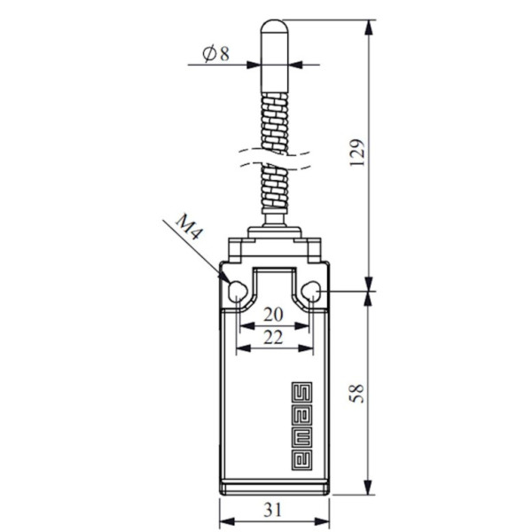 Кінцевий вимикач EMAS L51K13SOP102 з металевою консоллю та пружиною з пластиковим наконечником (1НО+1НЗ) - фото №5