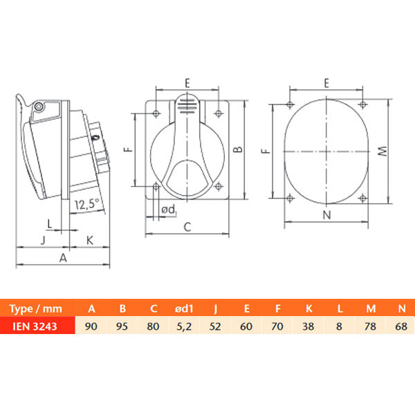 Вбудований силовий роз'єм Sez IEN3243 - фото №10