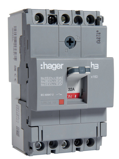 Електро-автомат Hager x160, In=32А, 3п, 18kA