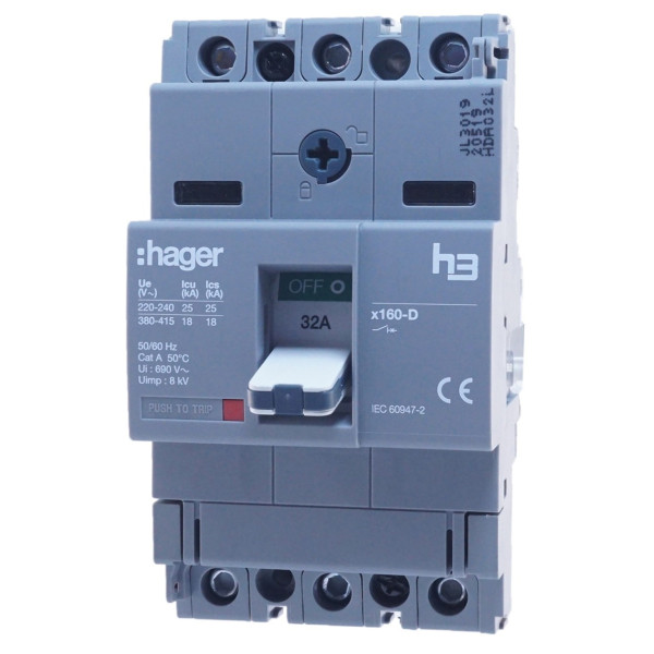 Електро-автомат Hager x160, In=32А, 3п, 18kA - фото №4
