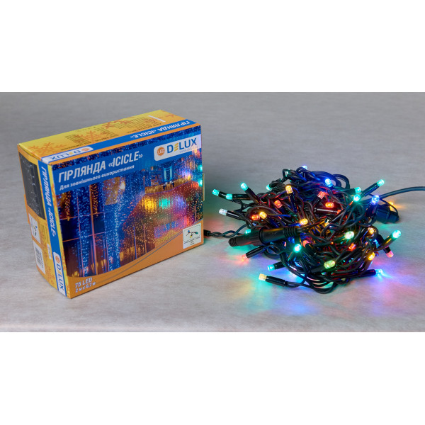 Уличная LED гирлянда Delux EN ICICLE 75LED (90012955) 2x0,7м 18 мигающих диодов IP44 черный шнур - фото №2